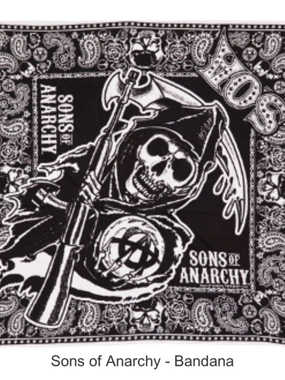 Sons of Anarchy Black & White Skull Bandana